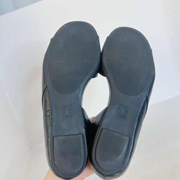 Naturalizer Roma Black Leather D'Orsay Open Toed Flat Women's Size 10 - Picture 6 of 7